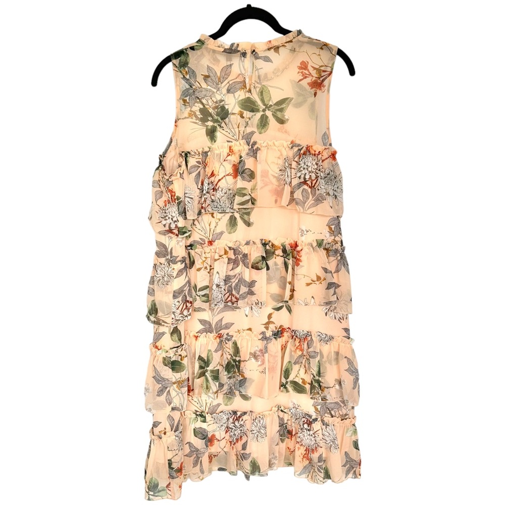 Maxsport NEW Tiered Ruffle Dress Chiffon Floral Peach Sleeveless  Size Medium - Picture 12 of 16